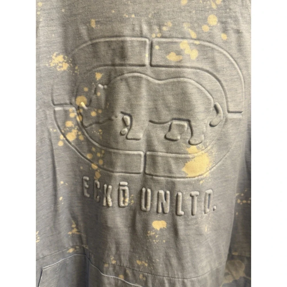 Mens Ecko Unltd Hooded Short Sleeve Shirt Blue/White 3XL ‎ EUC